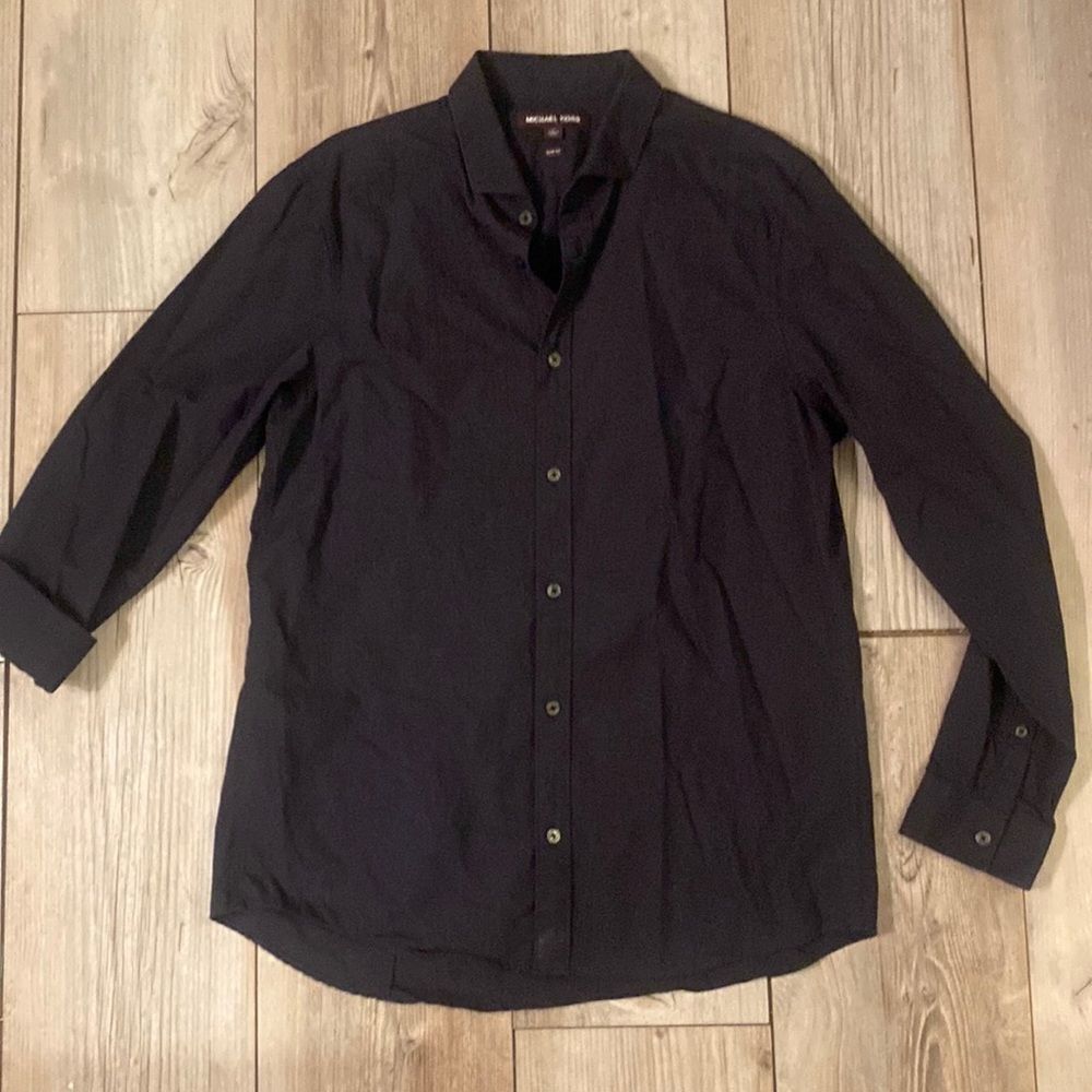 Michael Kors Navy Blue 100 Cotton Button Up Women’s Slim Fit Size Large